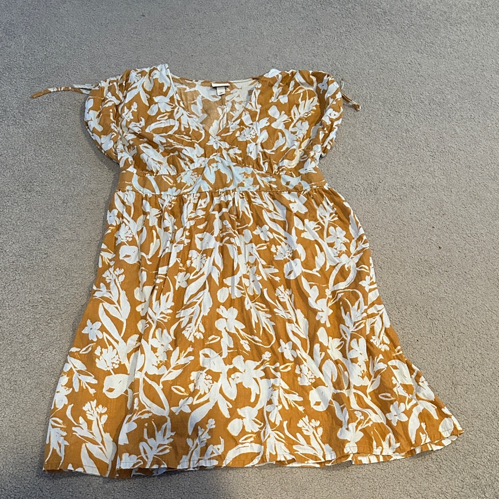 Ava & Viv Kids Floral Dress in Mustard and White